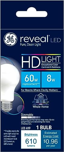 GE Reveal HD+ LED Light Bulb, 60 Watt, A19 (1 Pack)