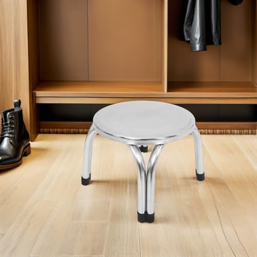 Taburete de acero inoxidable con diseño moderno elegante, reposapiés resistente 6