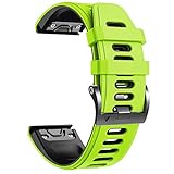 NotoCity Compatible with Fenix 6X Watchbands Silicone Sport Watch Strap for Fenix 5X/5X Plus/Fenix 6X/Fenix 6X Pro/Fenix 3/Fenix 3 HR/Descent MK1/D2 Delta PX/D2 Charlie Smartwatch. (Green-Black)