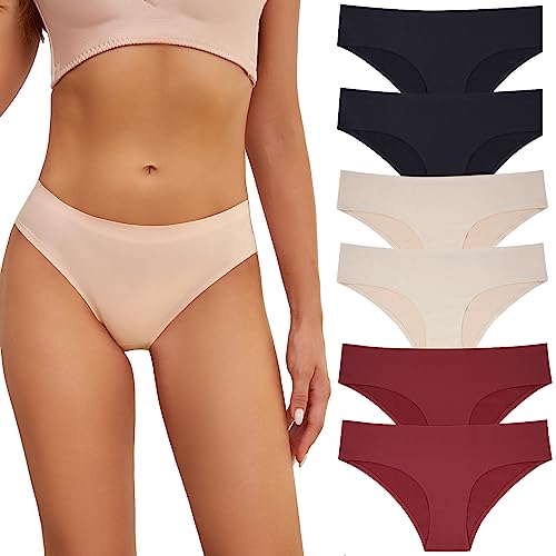 Image of OJCNBV Seamless Underwear for Women No Show Panties Invisibles Briefs Soft Stretch Bikini Underwears 6 Pack