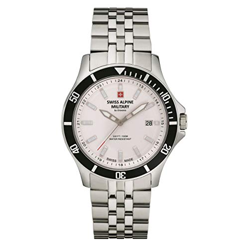 Swiss Alpine Military 7022.1 Montre pour homme, à quartz analogique, en acier inoxydable, Acier/Argent - 1132sam