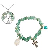 Healing Crystal Natural Green Aventurine Crystal Set Include 1Pcs Crushed Stone Life of Tree Pend...