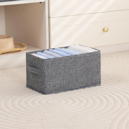 Image of HOKIPO Fabric Cloth Organizer for Wardrobe | Storage Bin for Wardrobe Fabric Organizers with Handle, Small, Pack of 1 - Grey (AR-6683-GRY)