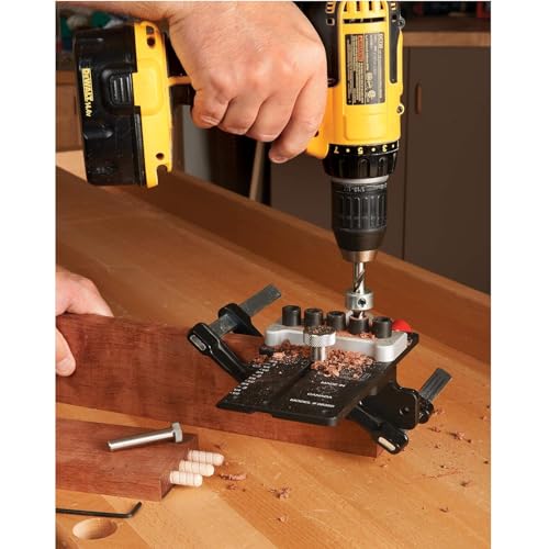 Image of JessEm 08350 3 /8 inch Dowelling Jig Precision Woodworking Joinery Tool with Main Body, Angle Guides and Hardened Drill Bushings