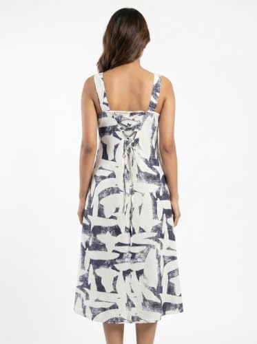 Image of Women's Printed Midi Dress, Square Neck, Sleeveless, A-Line Fit, Casual Summer Wear