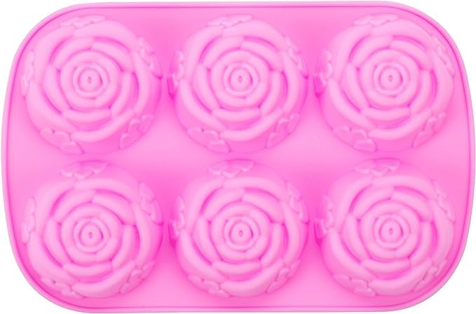 HUSAINI MART | 6 Cavity Rose Flower Silicone Ice Cube Candy Chocolate Cake Cookie Cupcake Baking Soap Mould