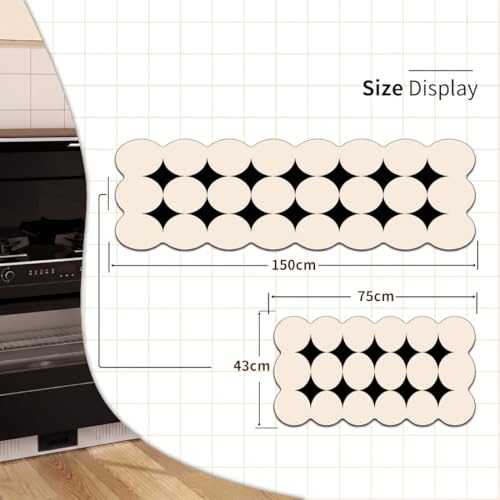 Image of Kitchen Anti Slip Mat for Floor, Waterproof Washable Kitchen Mats, Non Slip Kitchen Floor Mats for Home, Soft Mats for Kitchen, Kitchen Mats for Floor Anti Slip (Fancy Cream 3ROUND)