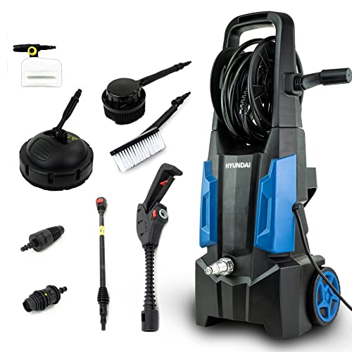 Hyundai 1900w Electric Pressure Washer, 6x Attachments 2100psi 145bar Jet Wash With 6.5l/min Flow Rate, Portable Pressure Washer, 5m Cable, 3 Year Warranty