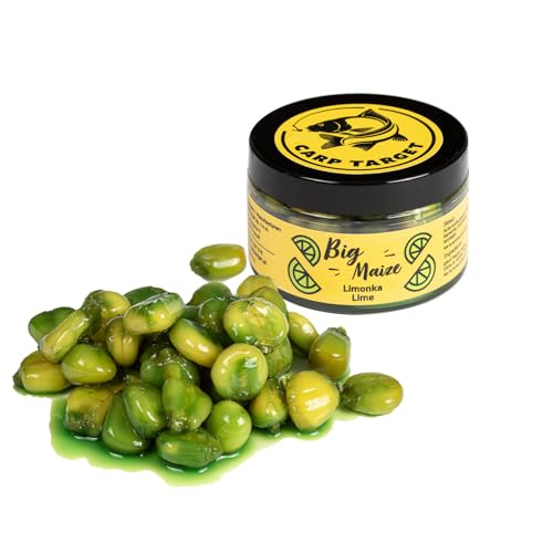 Carp Target - Big Maize - Ziarna kukurydzy na haczyk wędkarski - 14-16 mm - Przynęta dla wędkarzy na karpie i amury - duże gotowane ziarna kukurydzy o aromacie limonki - na każdą porę roku