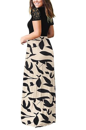 Image of AUSELILY Maxi Dresses for Women 2026 Lace Short Sleeve V Neck Wrap Long Dress with Pockets