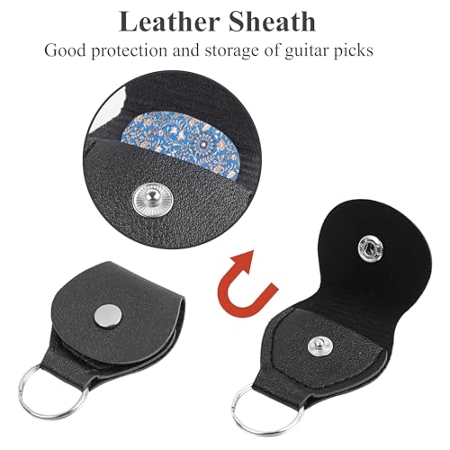 Image of Adjustable Guitar Strap Includes 2 Strap Locks & 2 Matching Picks & 1 Picks Holder & 1 leather Strap Button.