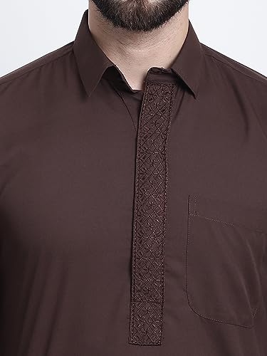 Image of SOJANYA Men's Cotton Silk Pathani Kurta Set with Wide Leg Straight Fit Salwar