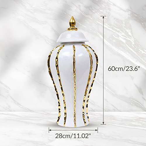 Leefasy Porcelain Ginger Jar Handicraft Ornaments Organizer Display Decorative Accessories With Lid Ceramic Flower Vase For Storage Tank Home Desk, L #TOP4