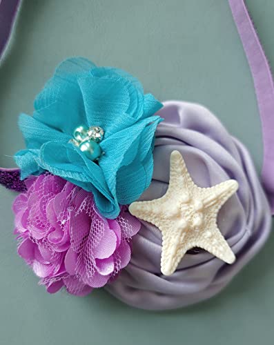 Starfish Princess Flower Headbands Baby Girls Mermaid Hairband Flower Headdress Bbg18 (-Purple Band) #TOP4