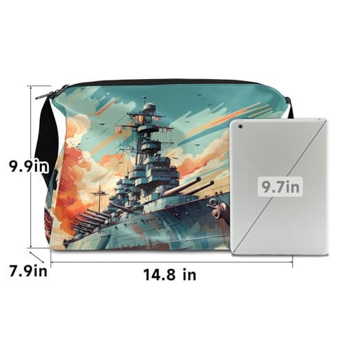 Leather Travel Duffle Bag for Women Men, Ocean Warship Small Sports Gym Bag Weekender Overnight Bags Underseat Carry on Luggage Bags for Airplanes, Personal Item Travel Bag,B-10064