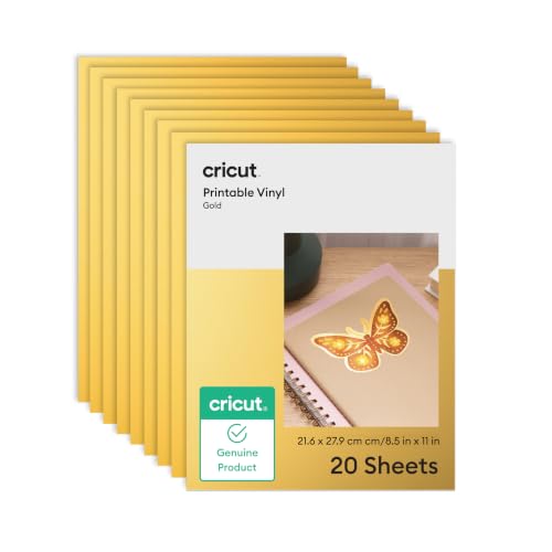 Cricut Gold Vinyl Sticker Paper (20 Sheets, 8.5x11) | Printable Stickers For Inket Printer - Compatible with Cricut Maker, Explore, & Joy Xtra Machines - image 1