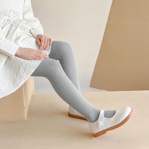Meeshine 5 Pack Baby Toddler Girls Cable Knit Cotton Tights Winter Warm Seamless Footed Leggings Stocking Pantyhose for Kids4