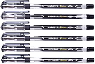 Matador Radiant Writing Handwriting Fine Point Gel Pens 6 Pack  0.7mm Fine Tip Ballpoint All Black Ink  Gloss Foil Body