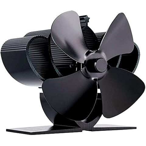 4 Blade Mini Stove Fan Heat Powered Wood Log Burner Fan for Wood Burning Stove/Silent Operation Heat Distribution for Wood/Log Burner/Fireplace Accessories Cover