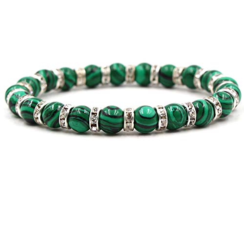Bracelet en pierre et perles avec strass verts, le cadeau idéal mixte