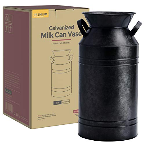 Large Galvanized Metal Farmhouse Tin Milk Can for Front Porch