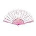 QIRMIZI 10 Pcs Rose Lace Folding Fans,Silk Folding Hand Fans, Perfect for Weddings, Parties, and Dancing,Pink