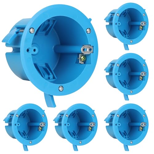 Image of XIUTE Blue Old Work Single Gang Electrical Box, Ceiling Fan Electrical Box， Grounding Strap ，Screw, Cubic Inches: 18 inch, Non-Metallic,ETL Listed(Pack of 6)