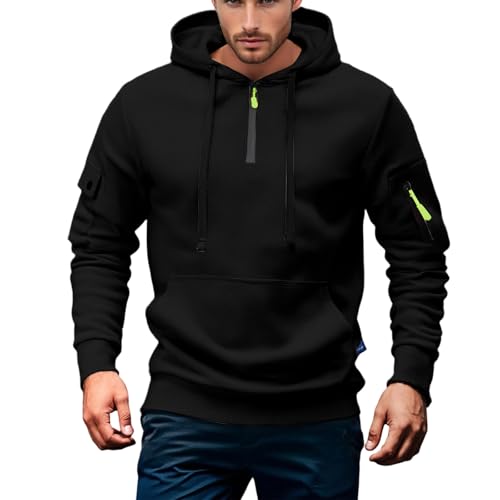 Tactical Hoodies for Men Loose Fit Long Sleeve Waffle Quarter Zip Pullover Slim Fit Comfy Travel Hoodie with Pockets