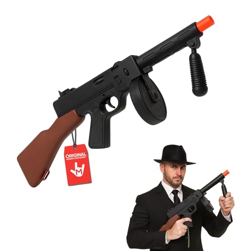 Morph Adult Gangster Machine Gun Costume Prop 19.5 Black Plastic Replica Toy with Authentic RataTatTat Sound Effects Lightweight Accessory