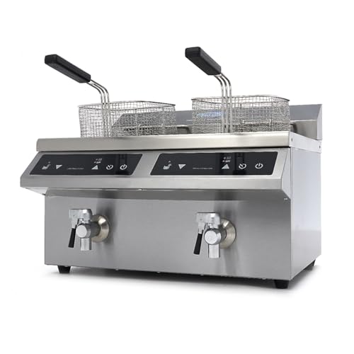 Maxima Gastro Fritteuse - 2 x 8 l - 2 Körbe - mit Ablasshahn - Induktion – Bild 6