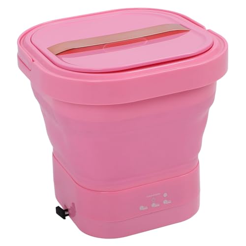 Mini Foldable Washer, Powerful Folding Washing Machine Multifunctional Rechargeable for Travel (Roseate)
