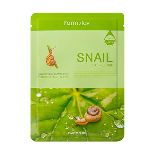 Farmstay Visible Difference Sheet Mask - Snail Mucin Face Mask - With Snail Mucus Extract for Skin...