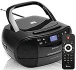 Denver Portable Radio CD Tape Cassette Player With DAB Radio – Mains or Battery Power, Cassette Tape Play & Record, DAB+ & FM Clock Radio & Alarm, USB for MP3 Playback, Stereo System Boombox - TDC-280