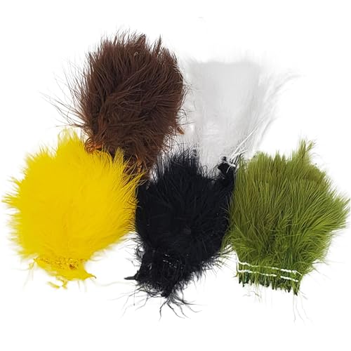 Creative Angler Strung Marabou Bird Feathers for Tying Fly Fishing Flies - Fly Tying Accessories - Perfect Choice for Tail & Wings and Easy to Tie On The Lure - Approximately 0.3 Ounces (Multicolor)