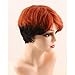 ManeMajesty 6 Inch Ombre Short Pixie Cut Wig for Women - Black Orange Layered Human Hair with Bangs Halloween Costume Wig for Party Straight Glueless Wig with Bangs