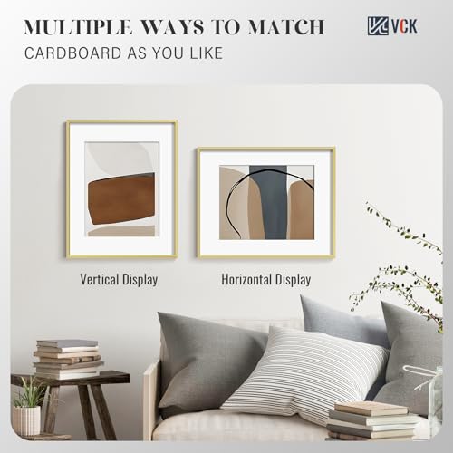 Image of VCK 16x20 Frames Gold Metal, Real Glass, 11x14 Mat, for Picture Print