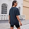 Lonya Women's T-Shirts Round Neck Y2k 90s Oversized T Shirts for Women Ladies Short Sleeve Graphic Print Summer Baggy Plus Size Casual Cotton Tee Tops,Pure Navy Blue,XXL #2