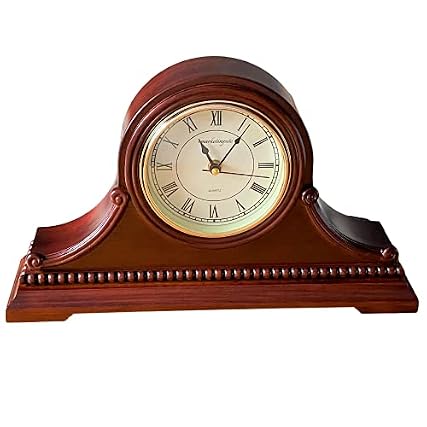 Mantel Clocks, Battery Operated, Silent Wood Table Clock with Westminster Chimes On The Hour, Solid