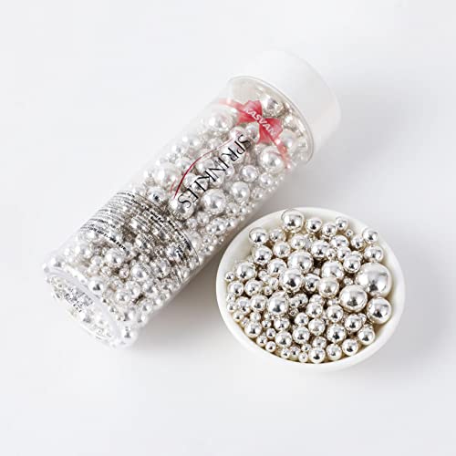 Kasvan Silver Pearl Sugar Sprinkles - Edible Candy Pearls 130g/4.58 Oz, Mix Size, Baking Cake Decorations, Ice Cream Toppings and Cookie Decorating, Wedding Party Chirstmas Supplies