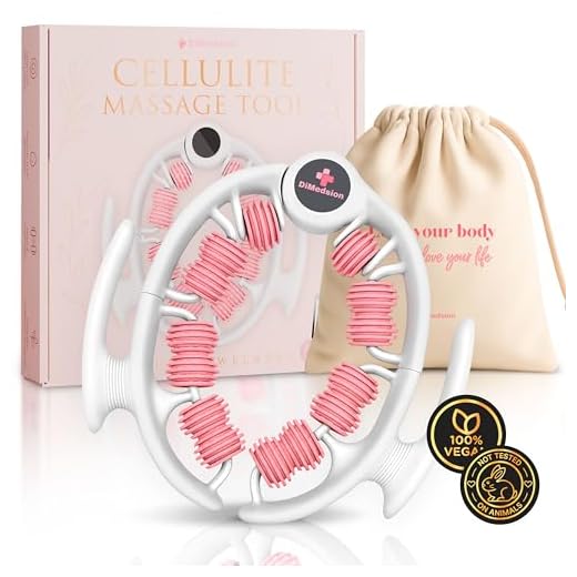 Masajeador Anticelulitico Reductor Potente para Drenaje linfático en Piernas y Muslos, con 14 ruedas masajeadoras. TPR vegano, sin BPA, Incluye bolsa y guía bienestar, Ideal para celulitis y lipedema