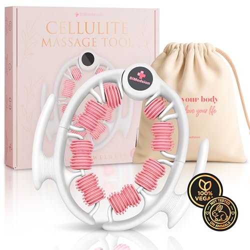 Masseur anti cellulite avec 14 roulettes pour drainage lymphatique des jambes, cuisses et fesses, rouleau de massage anticellulite pour stimuler la circulation...