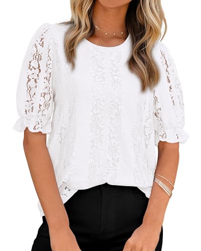 KIRUNDO Lace Tops for Women Trendy 2026 Summer Cruise Blouse