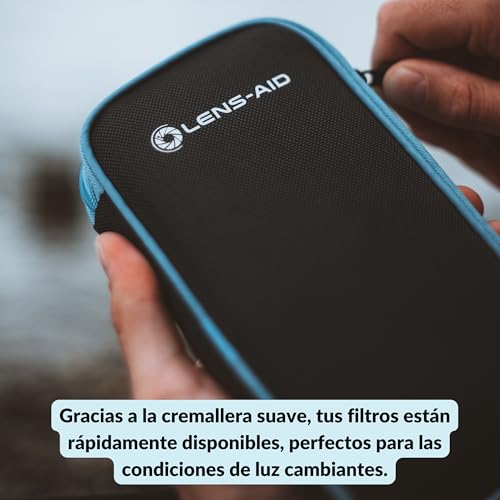 LENS-AID Bolsa para filtros (9 Compartimentos) – Estuche Acolchado para filtros de hasta 82 mm, Tapas, baterías, paños y más – Ideal para ND, UV, polarizador - imagen 5