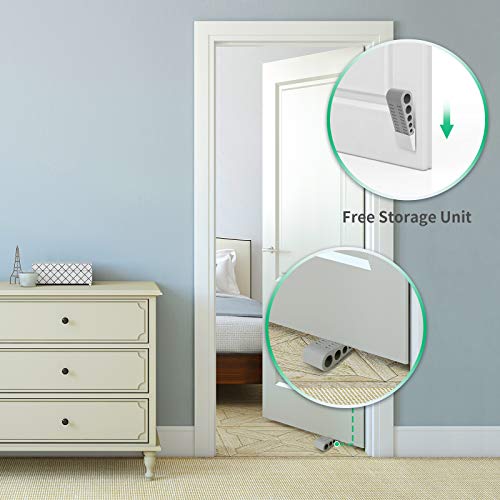 Slipstopper Door Stoppers, Anti-Slip Rubber Door Stop with Holder, Door Stops for Bottom of Door, Works on All Floor Types (3 Pack, Grey)