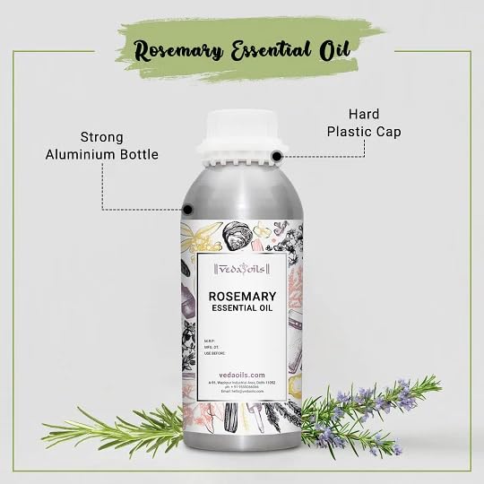 VedaOils Rosemary Essential Oil for Hair Growth, Hair Fall Control and Scalp Nourishment, Skin Care | Clinically Tested Organic 100% Pure & Natural, Undiluted Steam Distilled, 100ml - Image 7 thumbnail