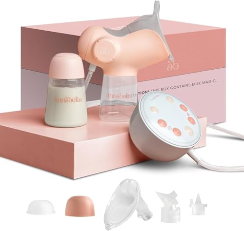 Annabella Single Breast Pump - Innovative Baby Tongue Simulation Electric Breast Pump, Adjustable Shield (18–24mm), Quiet, Comfortable & Portable