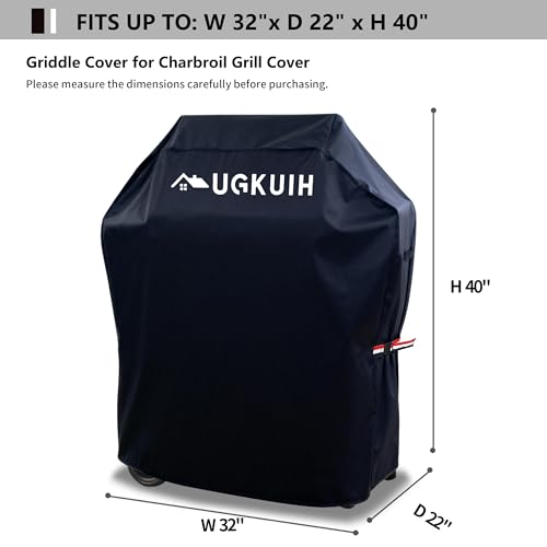 UGKUIH 2 Burner Grill Cover 32 Inch Fit for Charbroil 2 Burner Grill, Small Grill Covers Heavy Duty Waterproof Small BBQ Cover Compatible with Weber & Char Broil Grill Accessories — view 2