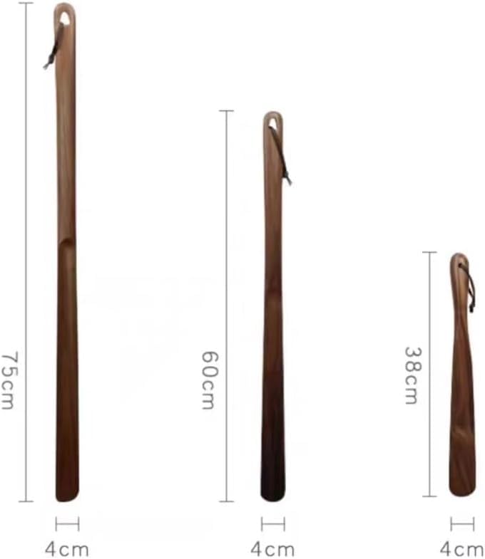 Calzascarpe Lungo in Legno, Calzascarpe Realizzato in Legno di Noce Nero Originale, Aiuto per Scarpe con Base Stabile, Original Wood, 75 cm