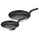 Tefal Comfort Max 24/28cm Stainless Steel Frying Pan Set, Durable Non-Stick Pan with Thermo-Spot Heat Indicator, Induction Compatible Base, Comfortable Grip Handle, G726S204