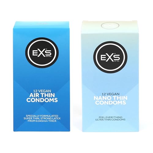 EXS Air Thin & Nano Thin Condoms, Vegan, 2 x 12 Pack